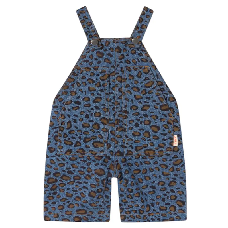 Animal Print Baby Dungaree in Dark Blue by Tinycottons