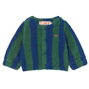 Baby Sherpa Jacket in Dark Green / Light Navy by Tinycottons
