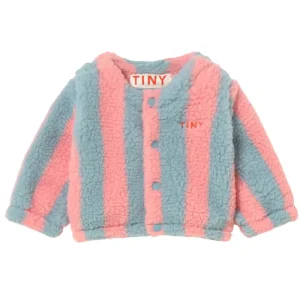 Baby Sherpa Jacket in Warm Grey / Pink by Tinycottons