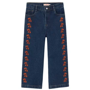 Cherries Embroidered Jeans in Navy by Tinycottons
