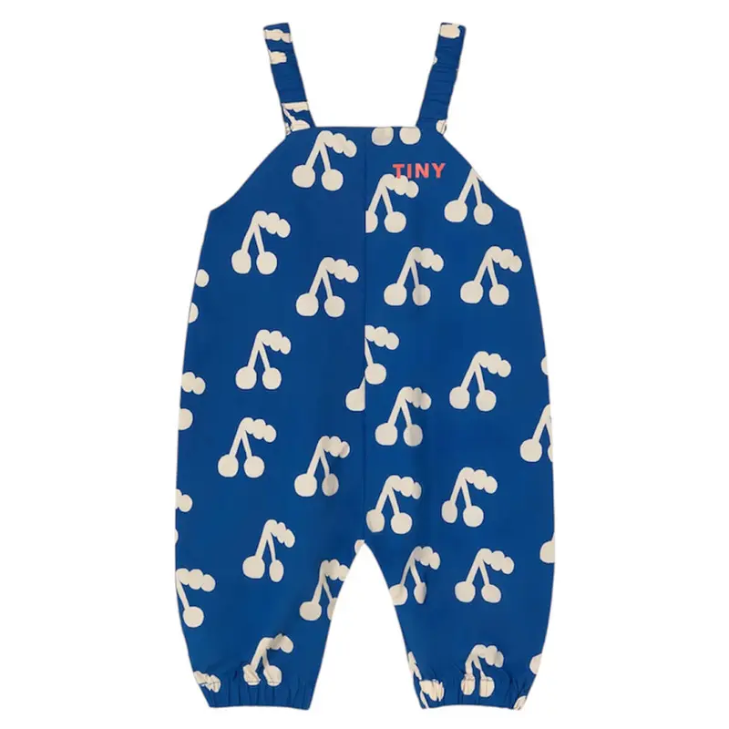 Cherries Woven Baby Dungaree in Dark Blue by Tinycottons