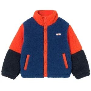 Colour Block Sherpa Jacket in Dark Blue by Tinycottons