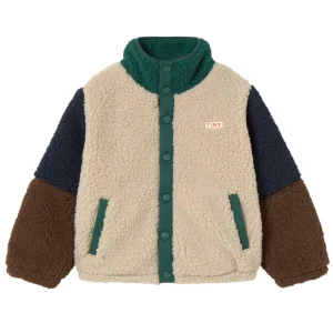 Colour Block Sherpa Jacket in Dark Green by Tinycottons