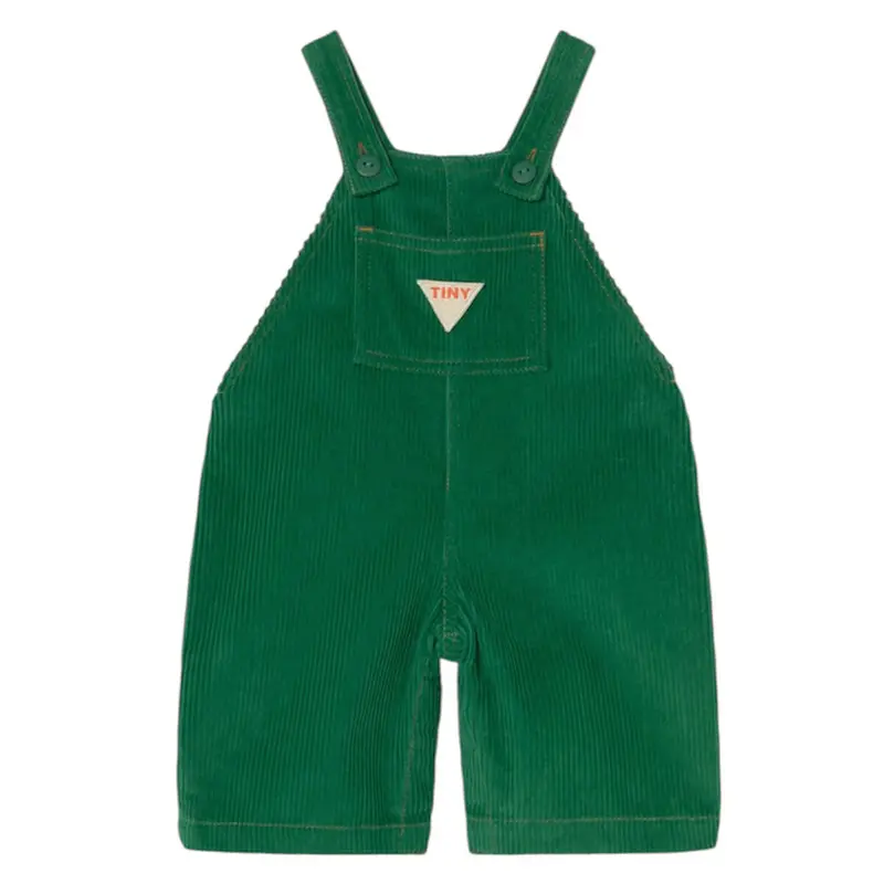 Corduroy Baby Dungaree in Dark Emerald by Tinycottons