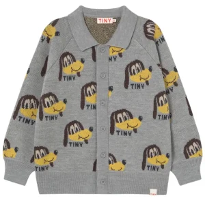 Dogs Cardigan in Medium Grey Heather by Tinycottons
