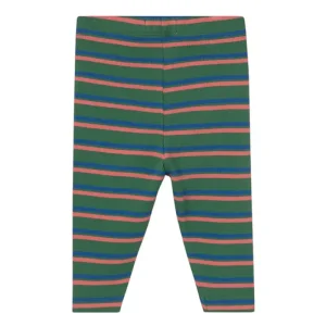 Duo Stripes Rib Baby Pant in Dark Green by Tinycottons