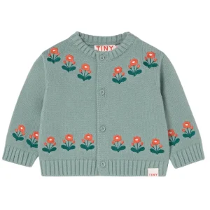 Flowers Baby Cardigan in Sage by Tinycottons