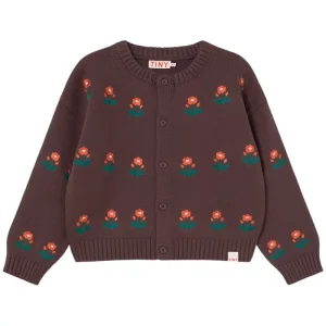 Flowers Cardigan in Dark Brown by Tinycottons