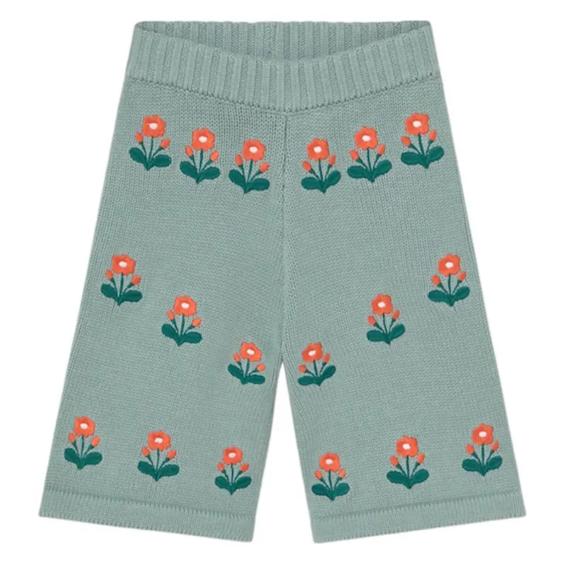Flowers Knit Baby Pant in Sage by Tinycottons