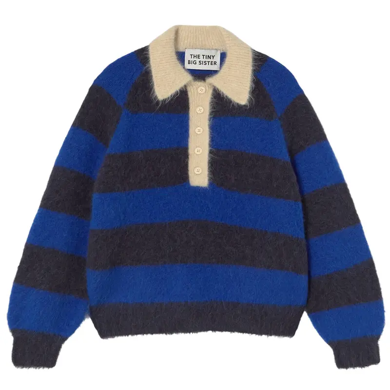Frank Striped Polo in Navy / Ultramarine by The Tiny Big Sister