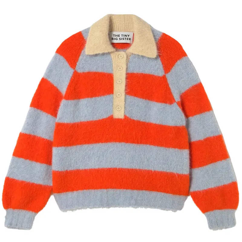 Frank Striped Polo in Washed Blue / Summer Red by The Tiny Big Sister