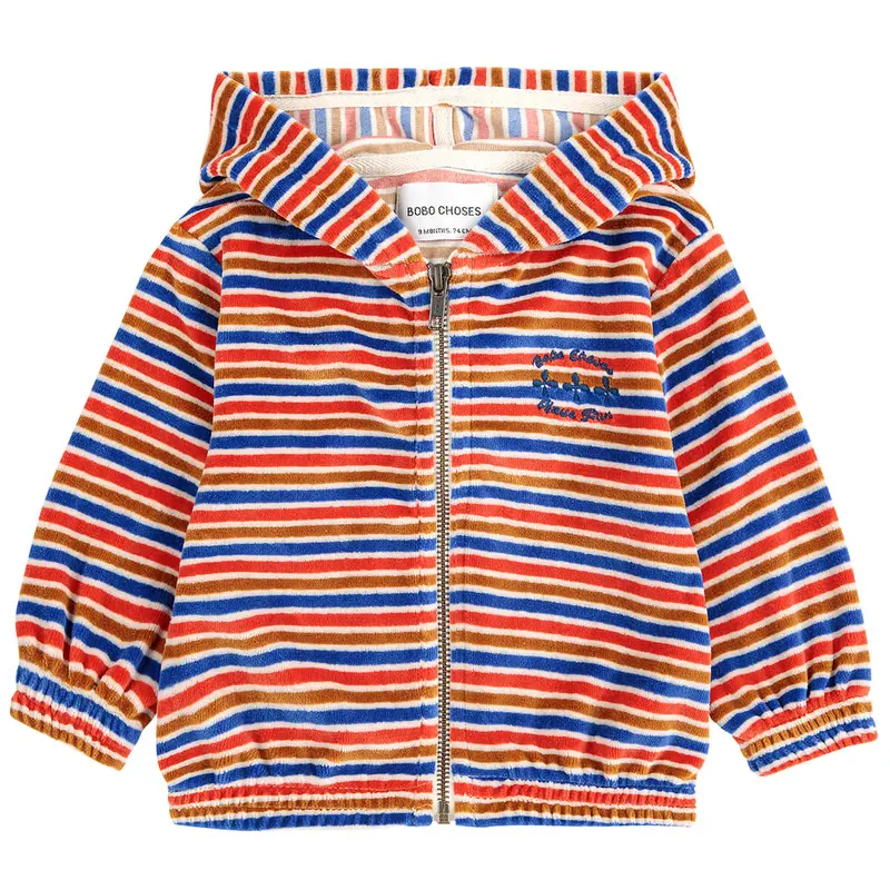 Have Fun Striped Zipped Baby Hoodie by Bobo Choses