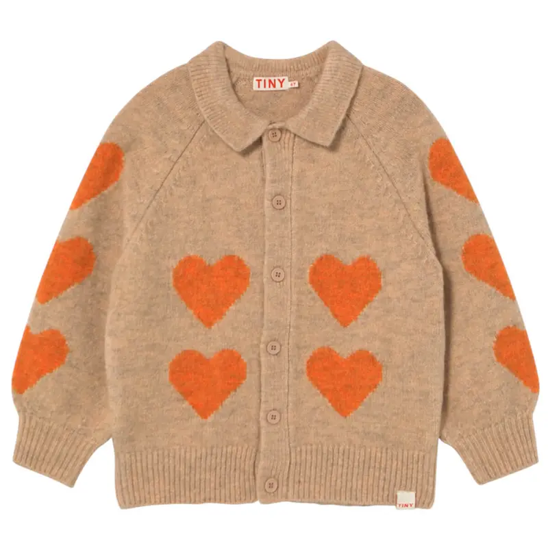 Hearts Cardigan in Wild Rose by Tinycottons