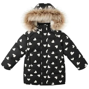 Long Down Puffer Jacket in Hearts by Rylee & Cru
