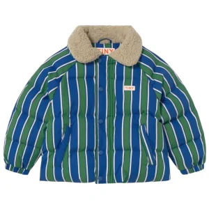 Retro Stripes Jacket in Dark Blue / Dark Green by Tinycottons
