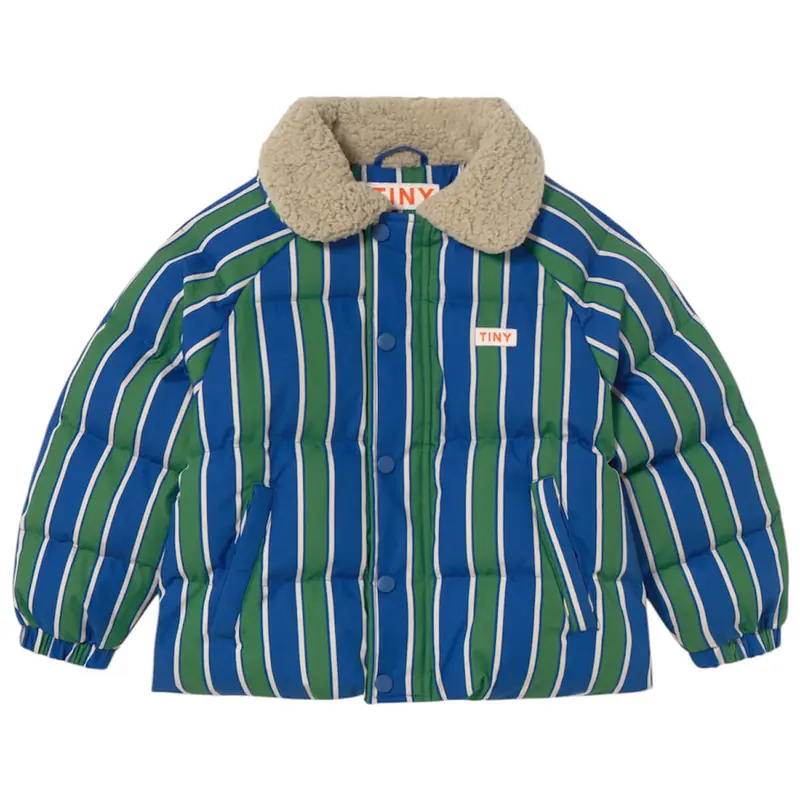 Retro Stripes Jacket in Dark Blue / Dark Green by Tinycottons