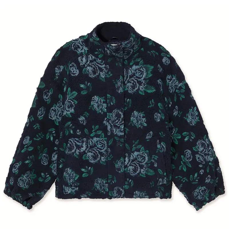 Roses Sherpa Jacket in Navy by The Tiny Big Sister