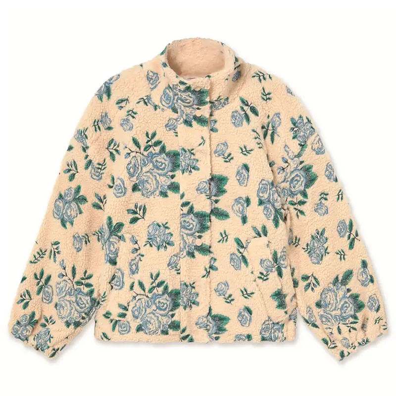 Roses Sherpa Jacket in Vanilla by The Tiny Big Sister