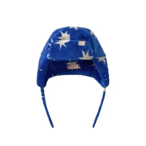 Stars Earflap Fleece Beanie in Dark Blue by Tinycottons