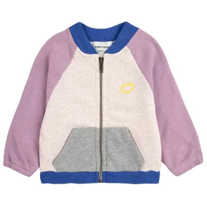 Tic Tac Toe Colour Block Zipped Baby Sweatshirt in Lavender by Bobo Choses