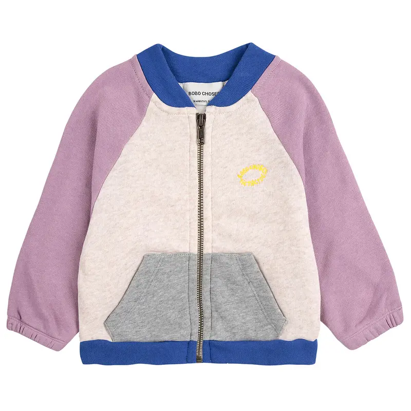 Tic Tac Toe Colour Block Zipped Baby Sweatshirt in Lavender by Bobo Choses