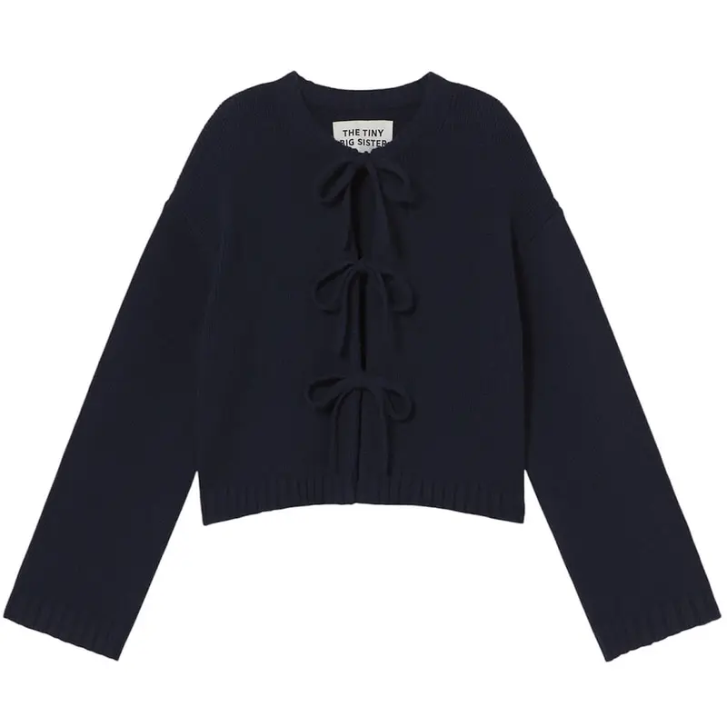 Tie Detail Cardigan in Navy by The Tiny Big Sister