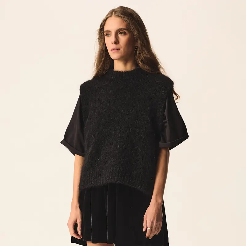 Alberto Knit Sweater in Black by Des Petits Hauts