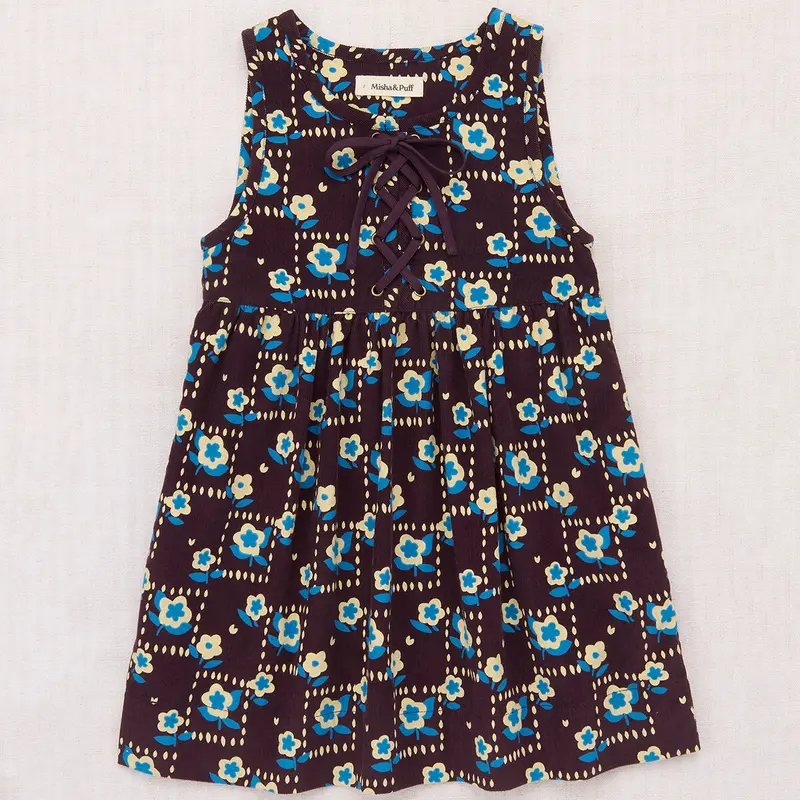 Corduroy Agatha Dress in Raisin Windowbox by Misha & Puff