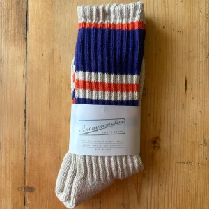 Hemp Random Stripe Pile Crew Adult Socks in Purple by Anonymous Ism