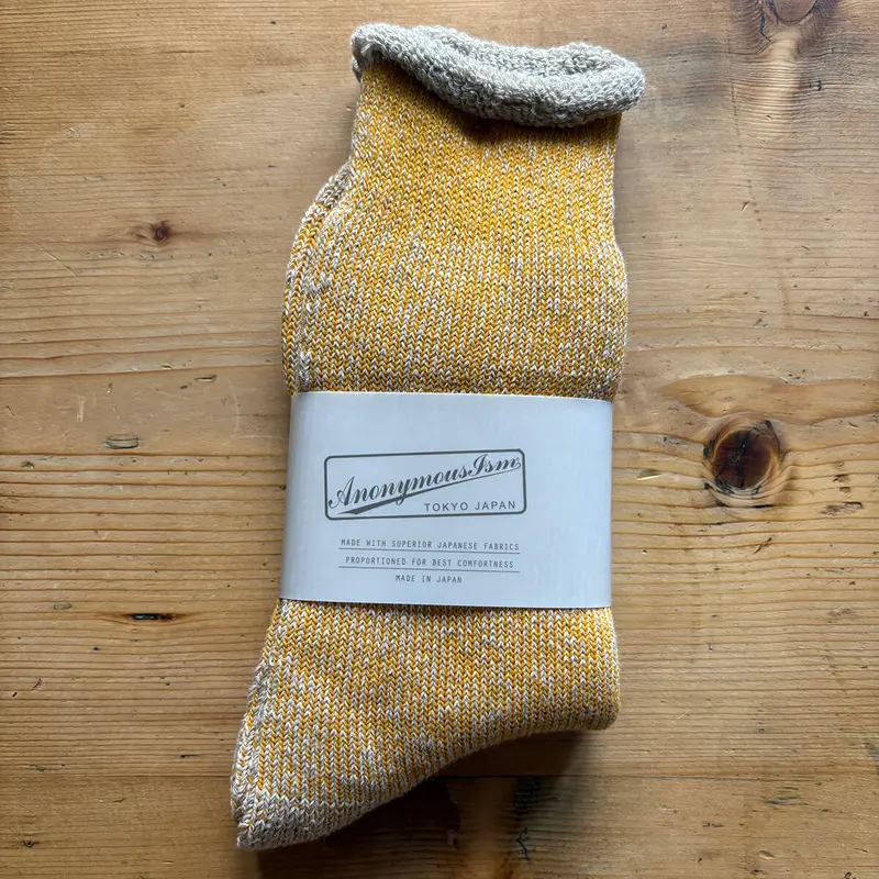 Hemp Thick Pile Crew Adult Socks in Mustard by Anonymous Ism
