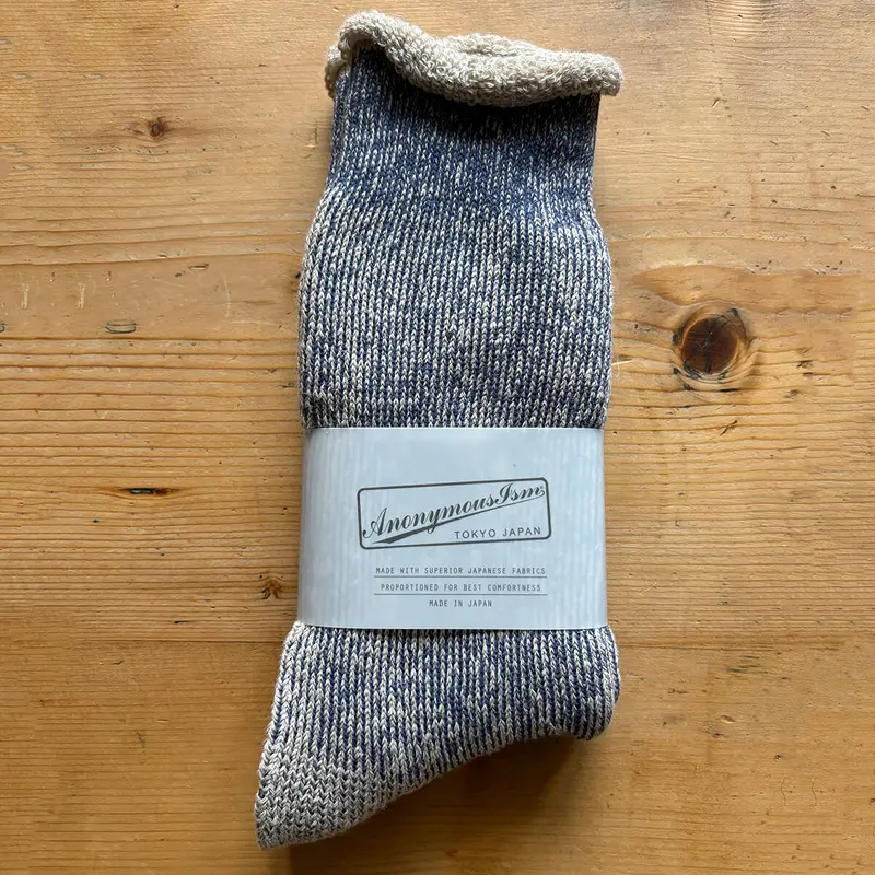 Hemp Thick Pile Crew Adult Socks in Navy Melange by Anonymous Ism