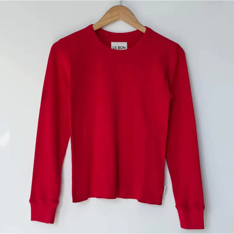 Pointelle Fundamental Tee in Red Apple by Le Bon Shoppe