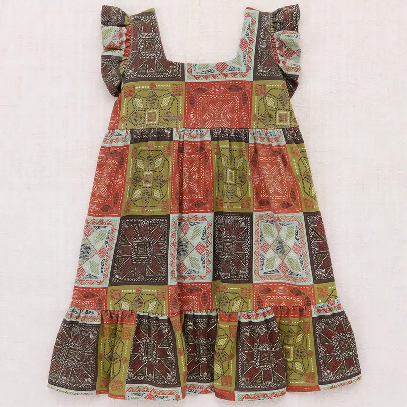 Ruffle Sleeve Dress in Chili Spice Cross Stitch by Misha & Puff