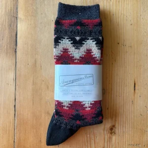 Wigwam Jacquard Crew Adult Socks in Black by Anonymous Ism