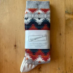 Wigwam Jacquard Crew Adult Socks in Light Grey Melange by Anonymous Ism