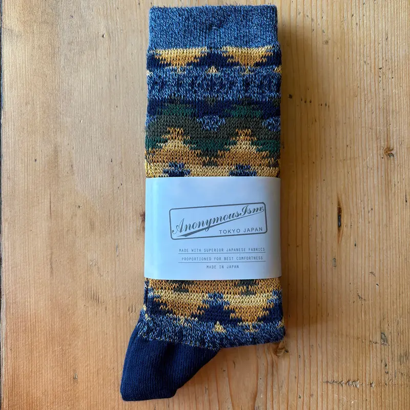 Wigwam Jacquard Crew Adult Socks in Navy by Anonymous Ism
