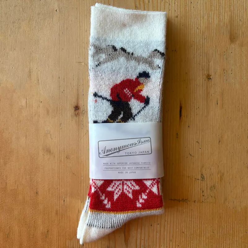 Wool Ski Jacquard Crew Adult Socks in Off-White by Anonymous Ism
