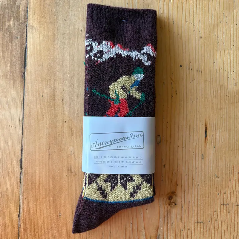 Wool Ski Jacquard Crew Adult Socks in Wine by Anonymous Ism