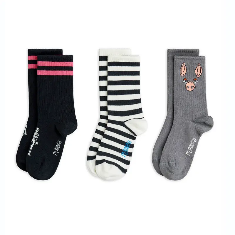 Bat 3 Pack Socks by Mini Rodini