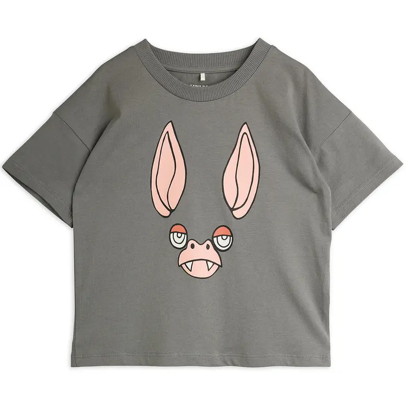 Bat Tee in Grey by Mini Rodini