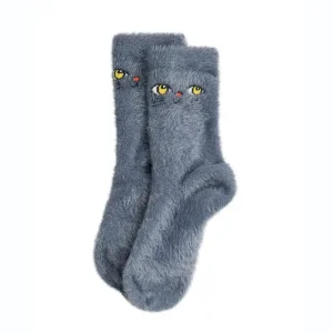 Cat Face Fluffy Socks by Mini Rodini