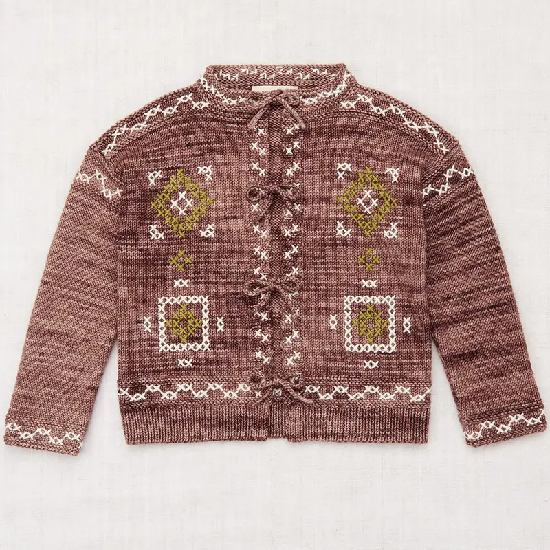 Cross Stitch Bjorn Cardigan in Affogato by Misha & Puff