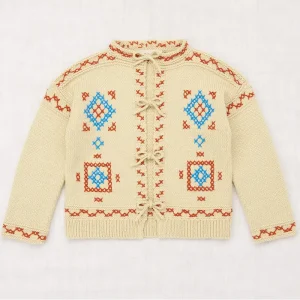 Cross Stitch Bjorn Cardigan in Raffia by Misha & Puff