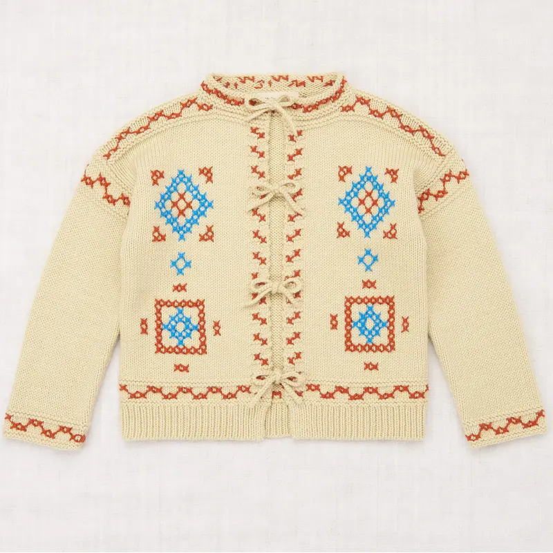 Cross Stitch Bjorn Cardigan in Raffia by Misha & Puff
