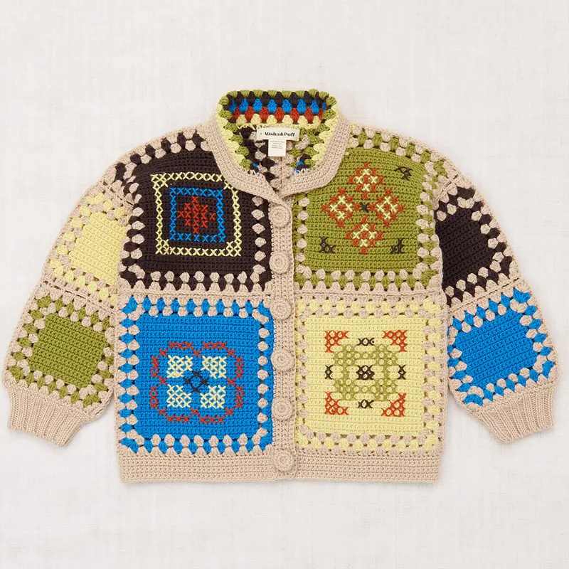 Cross Stitch Crochet Cardigan in Patina by Misha & Puff