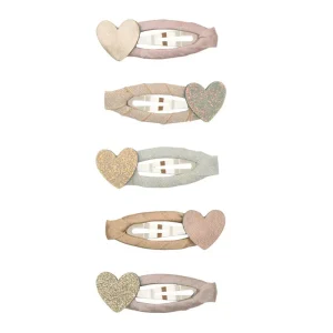 Heart Mini Clic Clac Hair Clips in Shimmer by Mimi & Lula