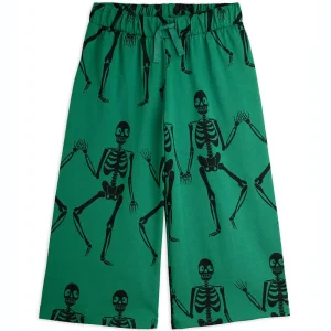 Skeleton Trousers in Green by Mini Rodini
