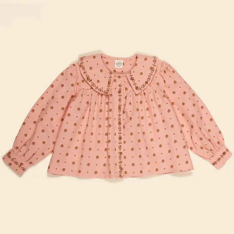 Carlotta Blouse in Meadow Calico Ribbon by Apolina