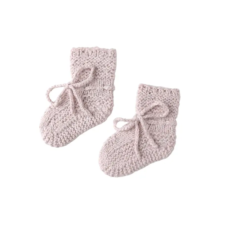 Knit Booties in Lilac by Quincy Mae