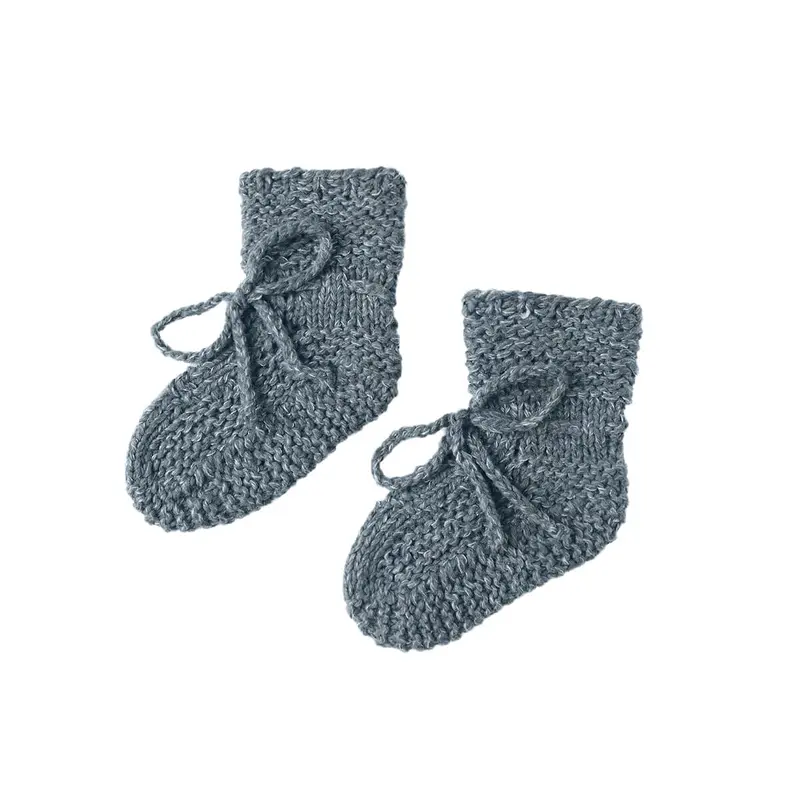 Knit Booties in Ocean by Quincy Mae